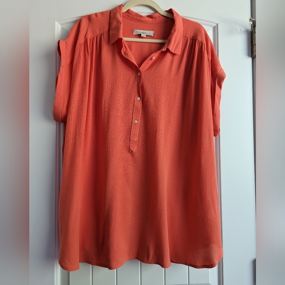 Loft Dolman Henley Coral Top Sz XXL - Picture 2 of 7